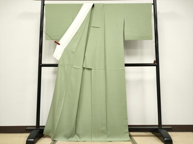 平和屋着物＊夏物 色無地 絽 若葉色 正絹 逸品 CABF2463tx