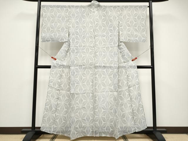 平和屋着物＊夏物 越後上布 麻の葉文様 逸品 CABF2465tx