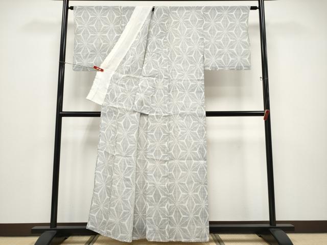 平和屋着物＊夏物 越後上布 麻の葉文様 逸品 CABF2465tx