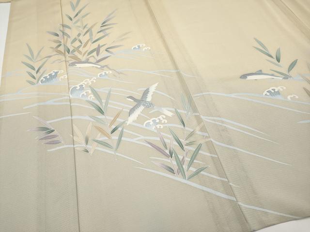 平和屋着物＊夏物　訪問着　友禅　絽　魚　飛鳥文　暈し染め　正絹　逸品　CABF2468tx