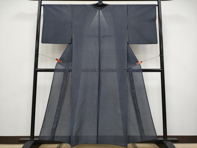 平和屋着物＊夏物　色無地　紗　銀通し地　濃紺地　正絹　逸品　CABF2470tx 平和屋着物＊夏物 色無地 紗 銀通し地 濃紺地 正絹 逸品 CABF2470tx
