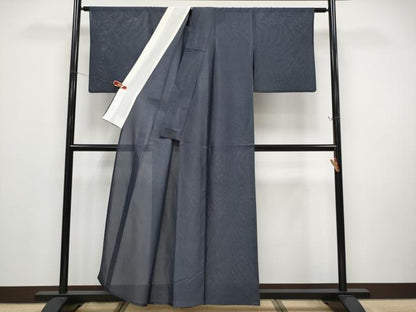 平和屋着物＊夏物 色無地 紗 銀通し地 濃紺地 正絹 逸品 CABF2470tx