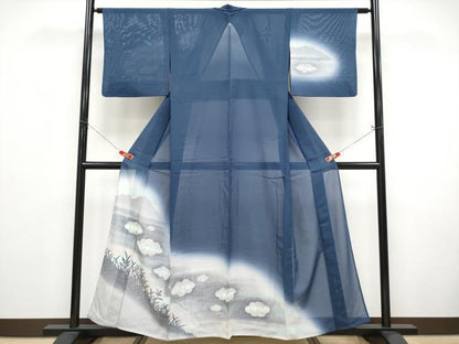 平和屋着物＊夏物 訪問着 絽 遠山草木シルエット 暈し染め 正絹 逸品 CABF2473tx