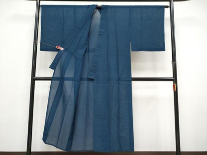 平和屋着物＊夏物 男性 色無地 紗 青藍色 正絹 逸品 CABF2475tx