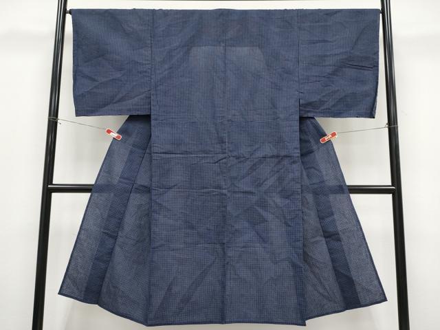平和屋着物＊夏物 男性 小紋 格子柄 交織 未使用 CABF2476tx