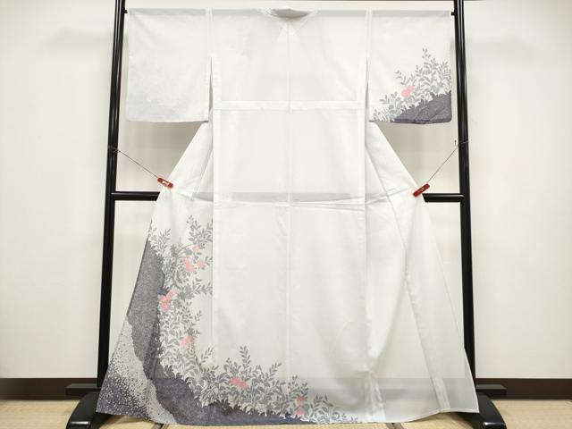 平和屋着物＊夏物 訪問着 絽 枝花文 洗える着物 CABF2483tx
