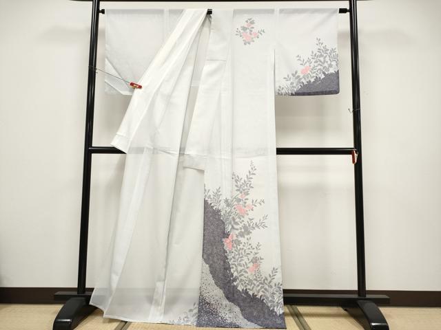 平和屋着物＊夏物 訪問着 絽 枝花文 洗える着物 CABF2483tx