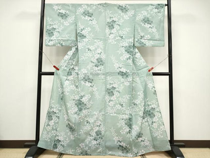 平和屋着物＊夏物 小紋 絽 舞花文 洗える着物 CABF2484tx