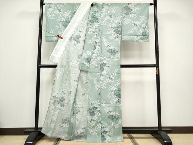 平和屋着物＊夏物 小紋 絽 舞花文 洗える着物 CABF2484tx