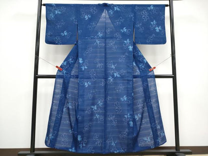 平和屋着物＊夏物　小紋　変わり絽　舞花文　洗える着物　CABF2489tx