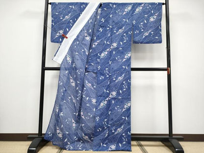 平和屋着物＊夏物 小紋 絽 更紗花文 洗える着物 CABF2491tx