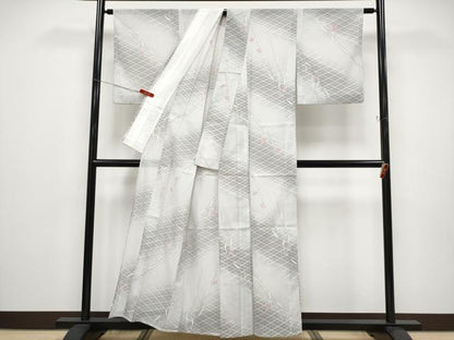 平和屋着物＊夏物 小紋 絽 枝花文 暈し染め 洗える着物 CABF2495tx