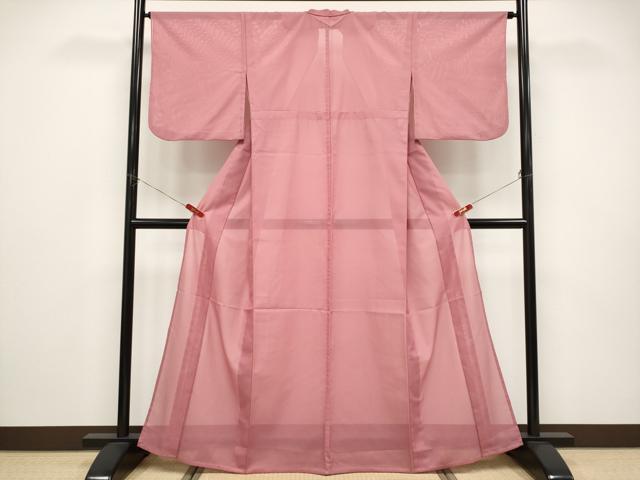 平和屋着物＊夏物 色無地 絽 桃色 洗える着物 CABF2499tx