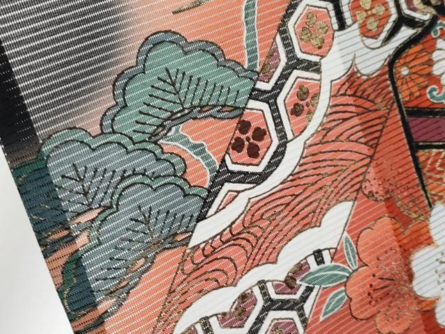 平和屋着物＊夏物 黒留袖 絽 御所車鴛鴦草花文 暈し染め 金彩 洗える着物 CABF2505tx