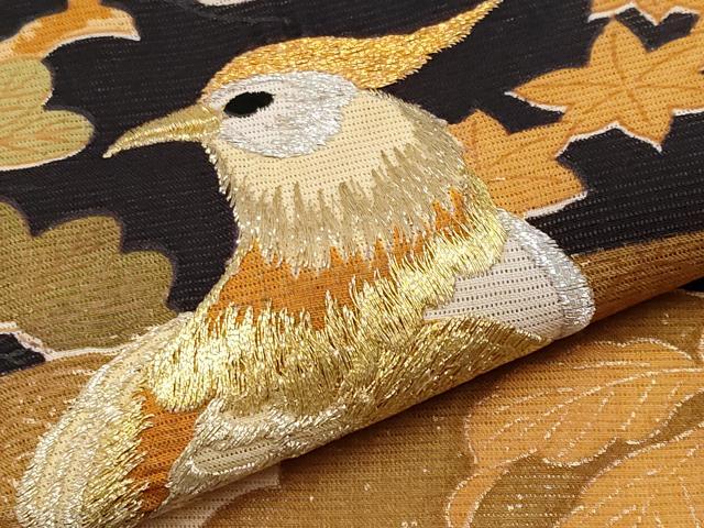 平和屋着物＊夏物　黒留袖　絽　刺繍　尾長鳥枝花文　金彩　洗える着物　CABF2508tx 平和屋着物＊夏物 黒留袖 絽 刺繍 尾長鳥枝花文 金彩 洗える