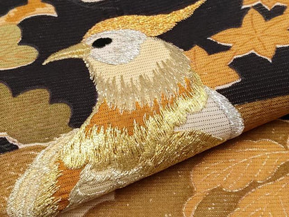 平和屋着物＊夏物 黒留袖 絽 刺繍 尾長鳥枝花文 金彩 洗える着物 CABF2508tx