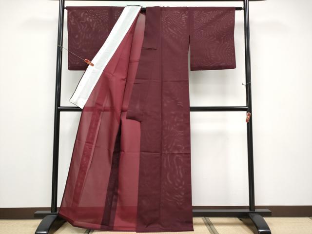 平和屋着物＊夏物 色無地 絽 葡萄色 洗える着物 CABF2509tx