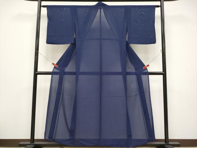 平和屋着物＊夏物 色無地 絽 濃紺地 正絹 逸品 CABF2514tx