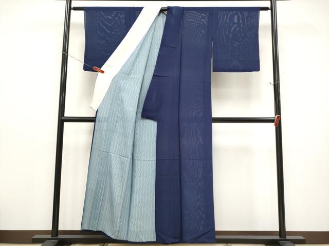 平和屋着物＊夏物 色無地 絽 濃紺地 正絹 逸品 CABF2514tx