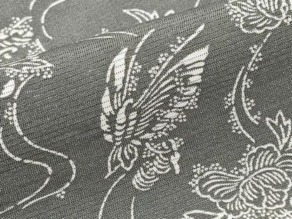 平和屋着物＊夏物　小紋　絽　舞蝶草花文　正絹　逸品　CABF2515tx