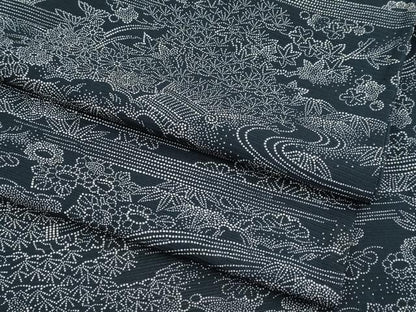 平和屋着物＊夏物 小紋 絽 流水籬花文 正絹 逸品 CABF2516tx