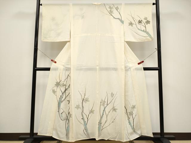 平和屋着物＊夏物 訪問着 絽 手描き 枝楓文 正絹 逸品 CABF2518tx