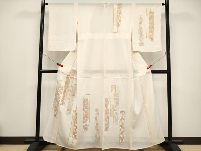 平和屋着物＊夏物　訪問着　絽　駒刺繍　短冊花文　金彩　正絹　逸品　CABF2519tx 平和屋着物＊夏物 訪問着 絽 駒刺繍 短冊花文 金彩 正絹 逸品