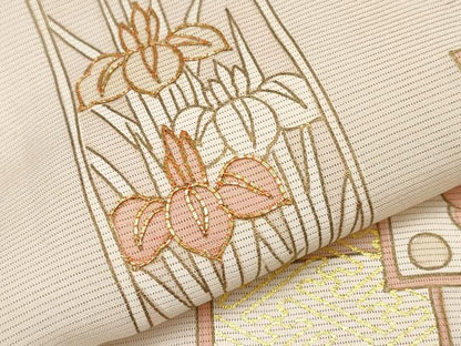 平和屋着物＊夏物 訪問着 絽 駒刺繍 短冊花文 金彩 正絹 逸品 CABF2519tx