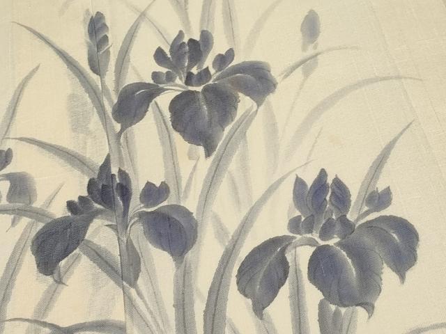 平和屋着物＊夏物 訪問着 紗紬 作家物 手描き 杜若 正絹 逸品 CABF2521tx