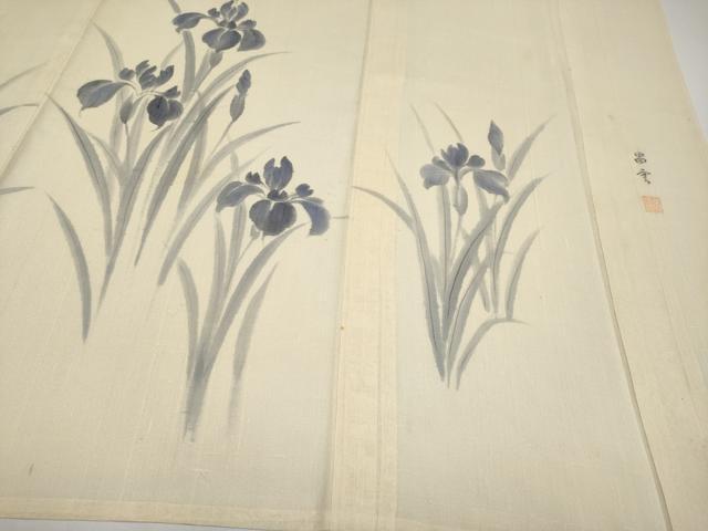 平和屋着物＊夏物 訪問着 紗紬 作家物 手描き 杜若 正絹 逸品 CABF2521tx