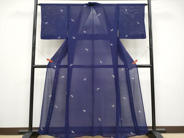 平和屋着物＊夏物 小紋 絽 トンボ 正絹 逸品 CABF2522tx