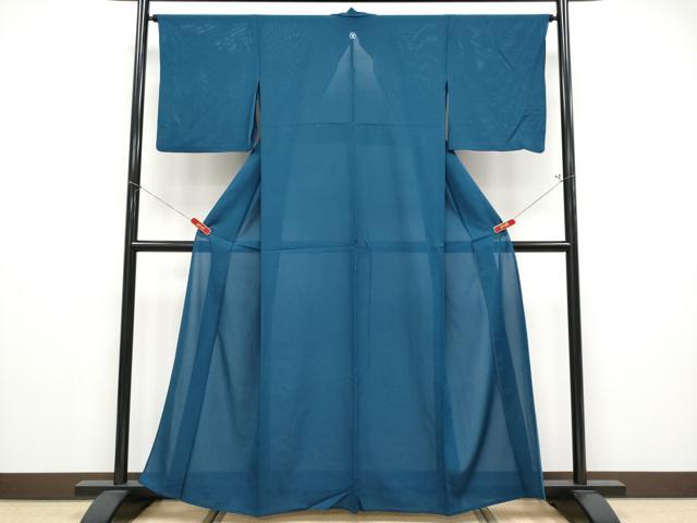 平和屋着物＊夏物 色無地 絽 藍色 正絹 逸品 CABF2525tx