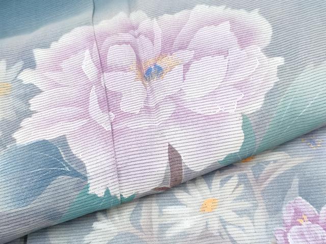 平和屋着物＊夏物 訪問着 絽 草花文 暈し染め 正絹 逸品 CABF2526tx