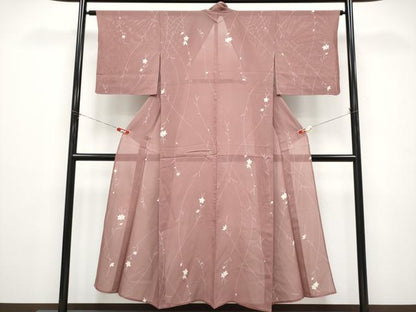 平和屋着物＊夏物 小紋 絽 枝花文 正絹 逸品 CABF2528tx