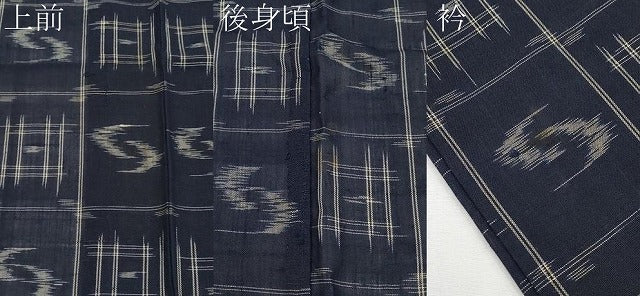平和屋着物＊夏物 紗紬 絵絣 濃紺地 正絹 逸品 CABF2532tx