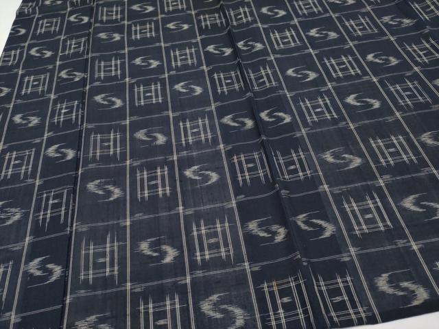 平和屋着物＊夏物 紗紬 絵絣 濃紺地 正絹 逸品 CABF2532tx