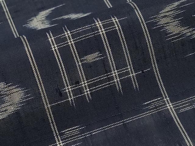 平和屋着物＊夏物 紗紬 絵絣 濃紺地 正絹 逸品 CABF2532tx