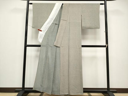平和屋着物＊夏物 小紋 絽縮緬 枝葉間道 正絹 逸品 未使用 CABF2533tx