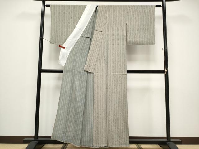 平和屋着物＊夏物 小紋 絽縮緬 枝葉間道 正絹 逸品 未使用 CABF2533tx