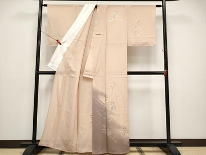 平和屋着物＊夏物 訪問着 絽 流水枝花文 暈し染め 銀彩 正絹 逸品 CABF2535tx