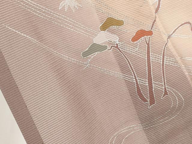 平和屋着物＊夏物 訪問着 絽 流水枝花文 暈し染め 銀彩 正絹 逸品 CABF2535tx