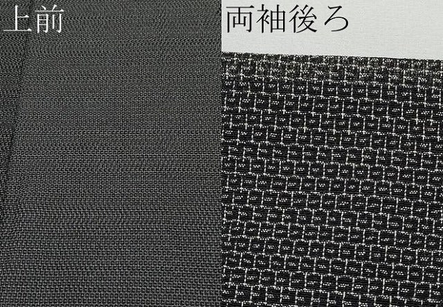 平和屋着物＊夏物 本塩沢 夏塩沢 110亀甲 菱繋 黒地 三越扱い 正絹 逸品 CABF2611tx