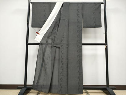 平和屋着物＊夏物 本塩沢 夏塩沢 110亀甲 菱繋 黒地 三越扱い 正絹 逸品 CABF2611tx