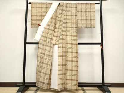 平和屋着物＊夏物 本場琉球絣 夏琉球 格子吉祥文 正絹 逸品 CABF2612tx