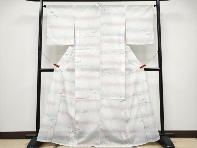 平和屋着物＊夏物 小紋 絽 雪芝文 洗える着物 CABF2615tx