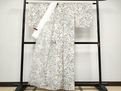 平和屋着物＊夏物 小紋 絽 籬花鳥文 洗える着物 未使用 CABF2616tx