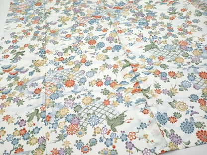 平和屋着物＊夏物 小紋 絽 籬花鳥文 洗える着物 未使用 CABF2616tx