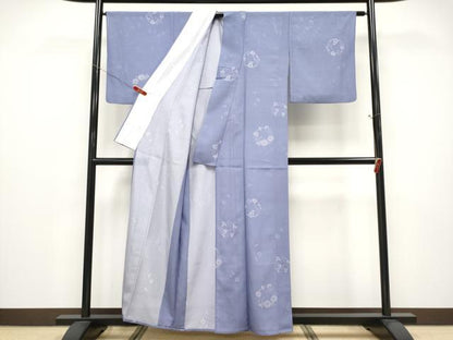 平和屋着物＊夏物 小紋 絽 花丸文 洗える着物 CABF2619tx