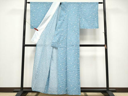 平和屋着物＊夏物　小紋　紗　舞蝶文　洗える着物　未使用　CABF2620tx