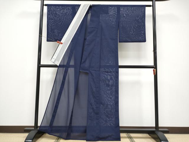平和屋着物＊夏物 色無地 絽 濃紺地 洗える着物 CABF2622tx
